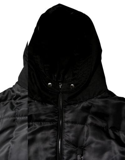 Dolce & Gabbana Schwarzer Kapuzen-Parka-Mantel Winterjacke