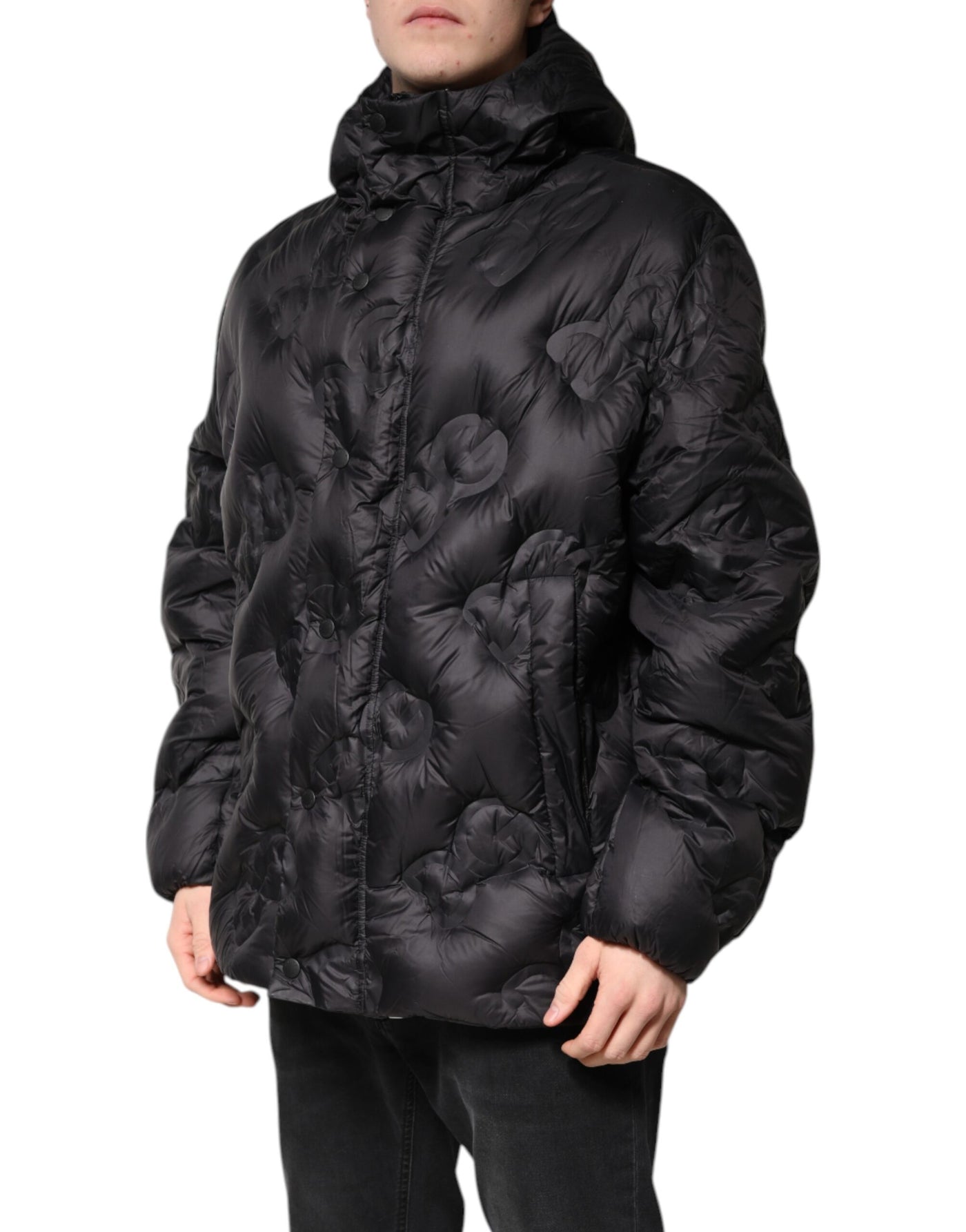 Dolce & Gabbana Schwarzer Kapuzen-Parka-Mantel Winterjacke
