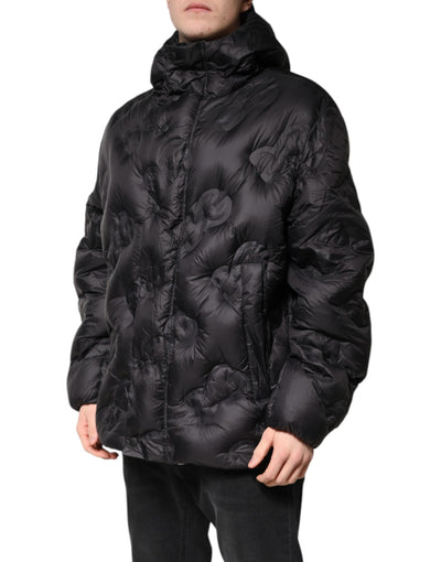Dolce & Gabbana Schwarzer Kapuzen-Parka-Mantel Winterjacke