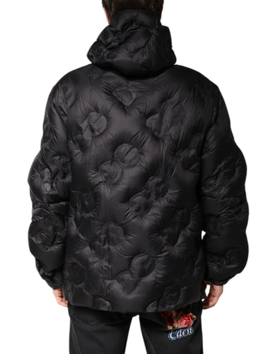 Dolce & Gabbana Schwarzer Kapuzen-Parka-Mantel Winterjacke