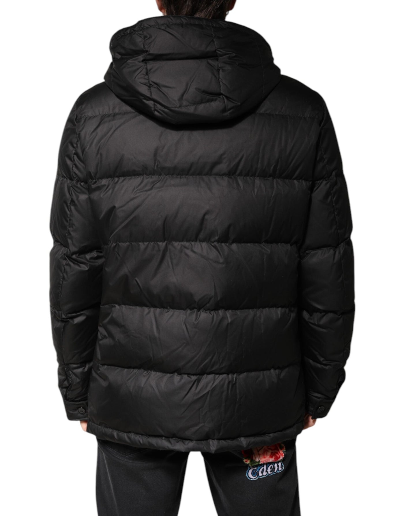 Dolce & Gabbana Schwarzer Kapuzen-Parka-Mantel Winterjacke