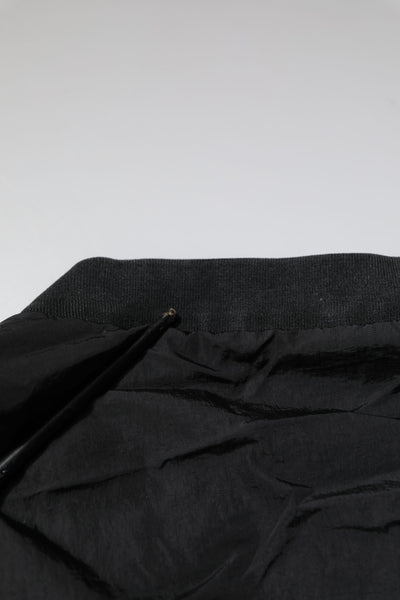 Dolce & Gabbana Schwarze Nylon-Logo-Bomberjacke mit durchgehendem Reißverschluss
