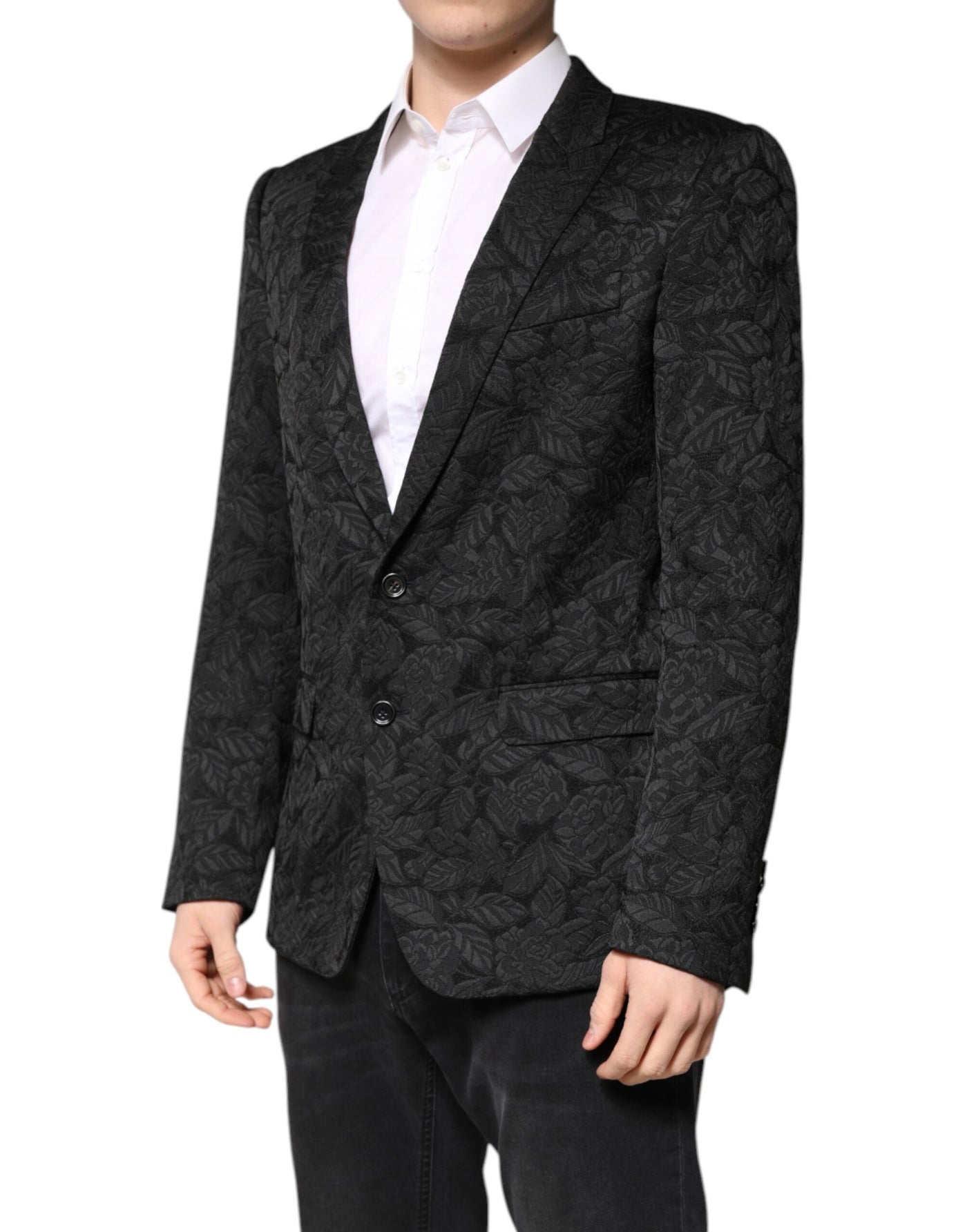 Dolce & Gabbana Schwarzer MARTINI Brokat-Blazer einreihig