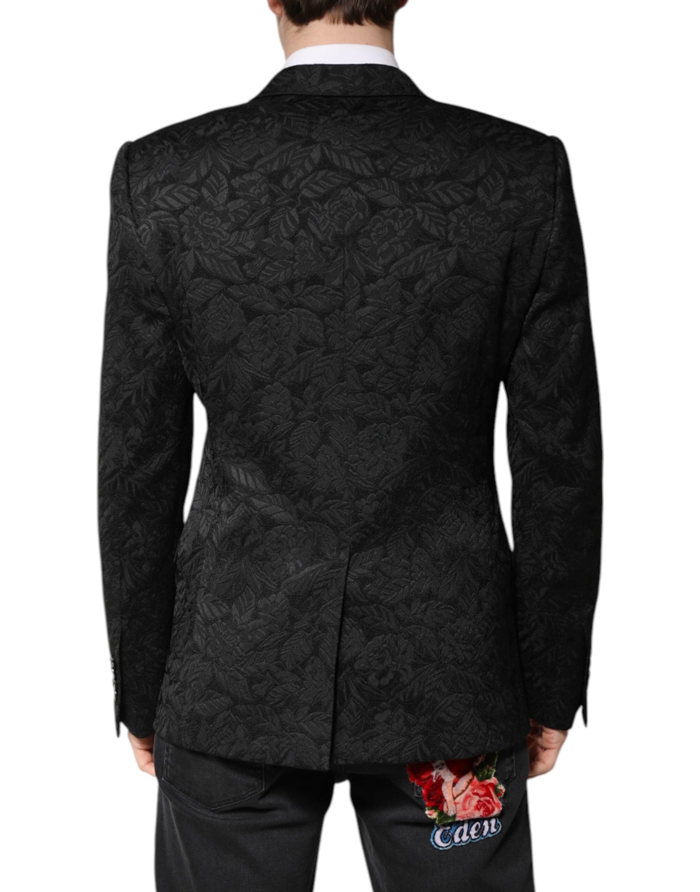 Dolce & Gabbana Schwarzer MARTINI Brokat-Blazer einreihig