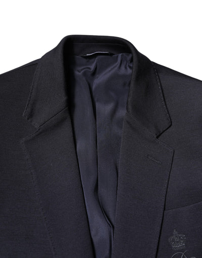 Dolce & Gabbana Schwarzer Wollmantel einreihig Anzug Blazer