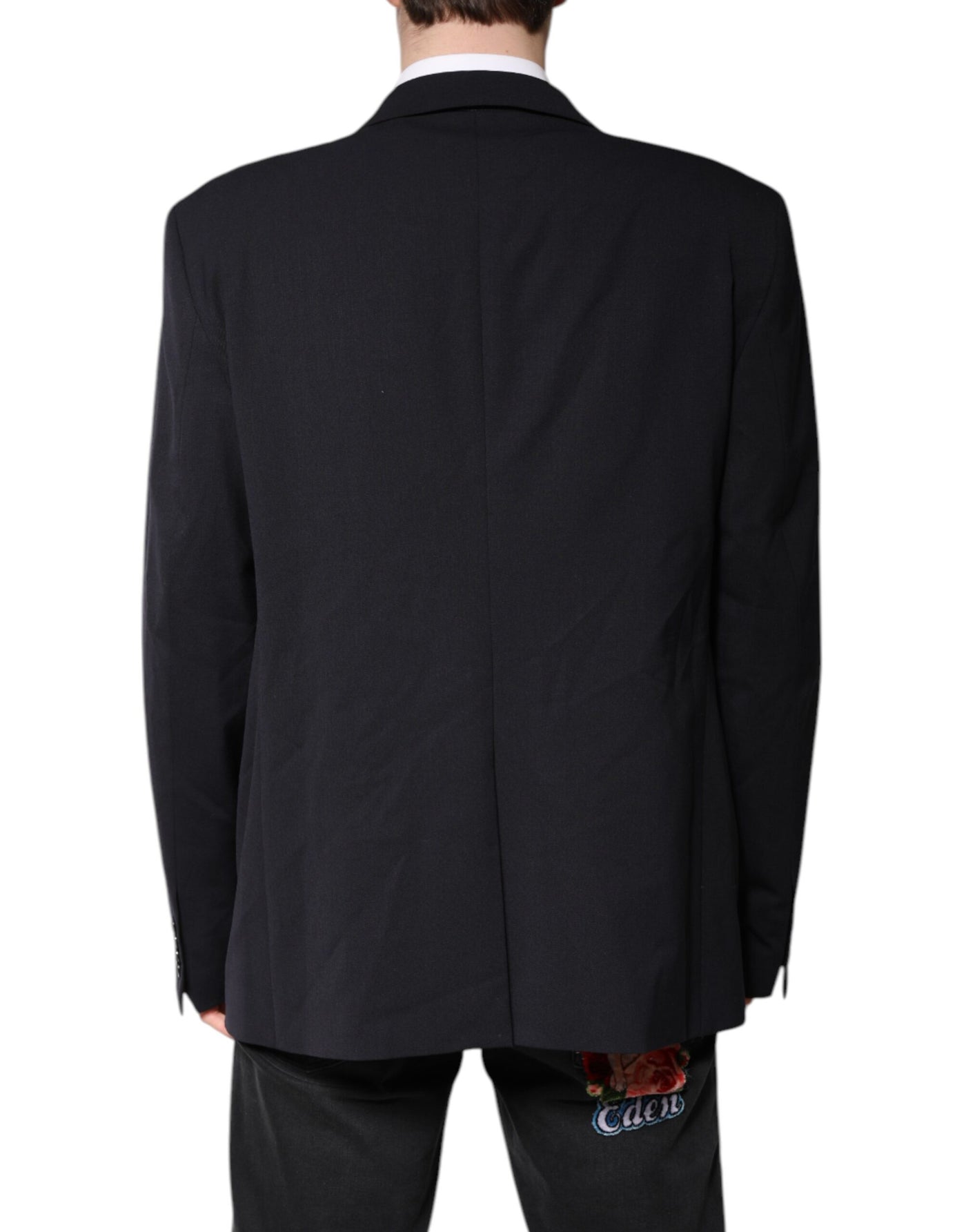 Dolce & Gabbana Dunkelblauer einreihiger Wollmantel Blazer