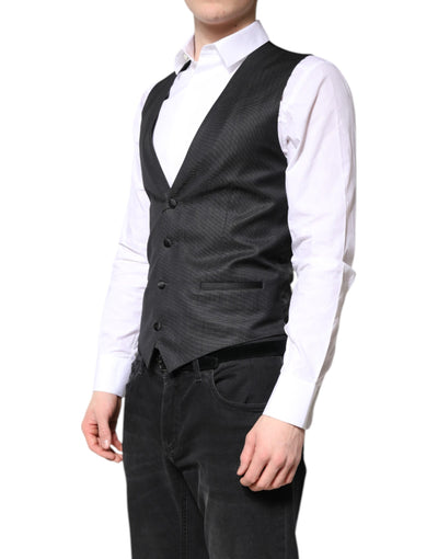 Dolce & Gabbana Schwarze Wollweste Kleid Formelle Weste