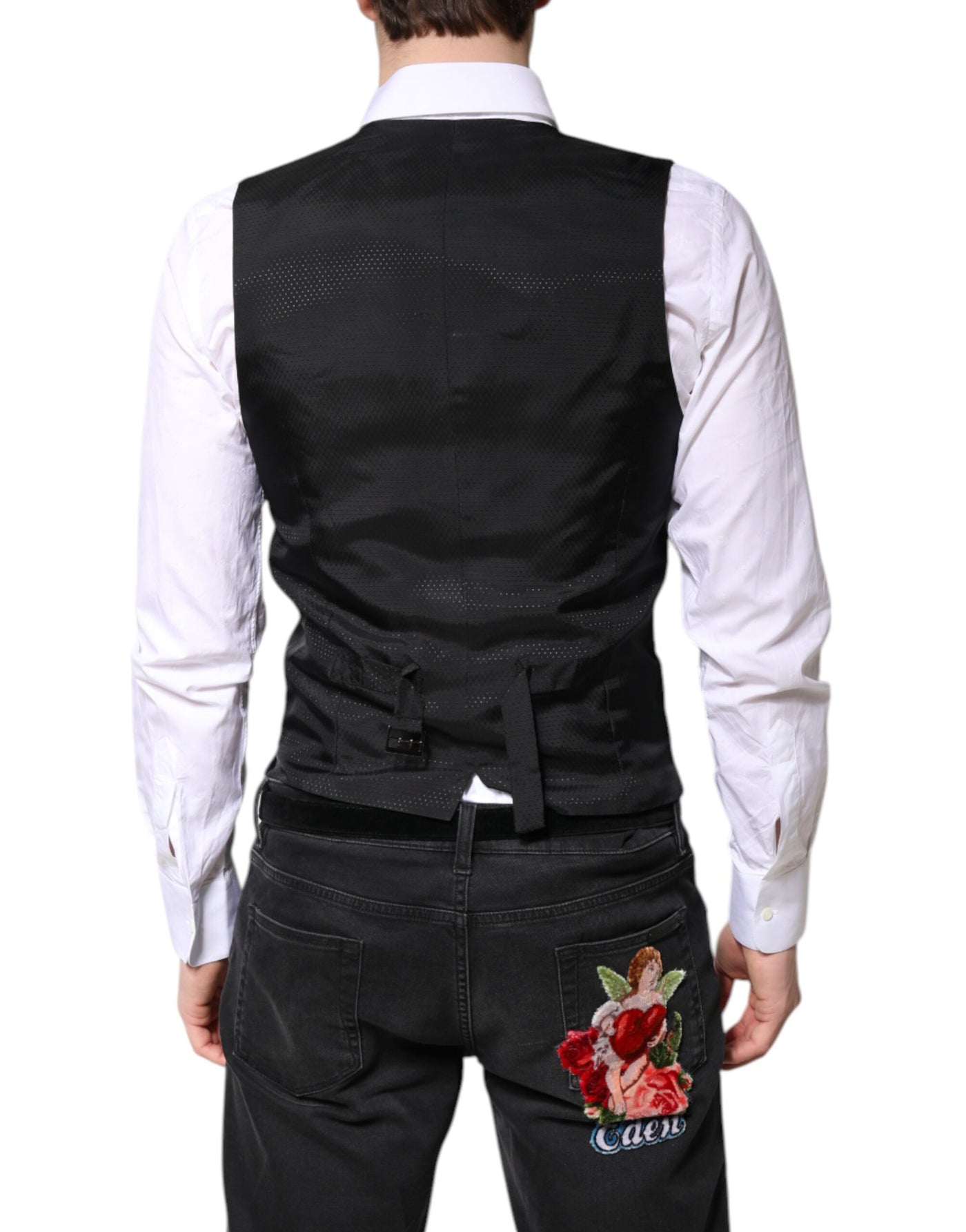 Dolce & Gabbana Schwarze Wollweste Kleid Formelle Weste