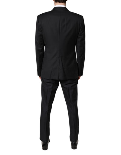 Dolce & Gabbana Schwarzer doppelreihiger formeller 3-teiliger Anzug