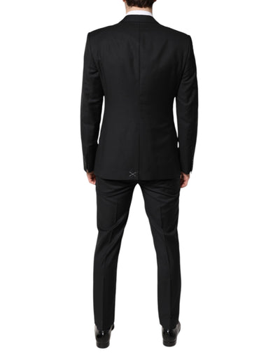 Dolce & Gabbana Schwarzer einreihiger 2-teiliger Anzug aus Wolle