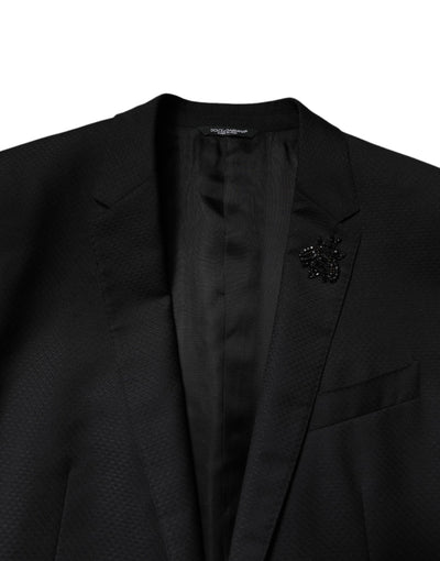 Dolce & Gabbana Schwarzer einreihiger 2-teiliger Anzug aus Wolle
