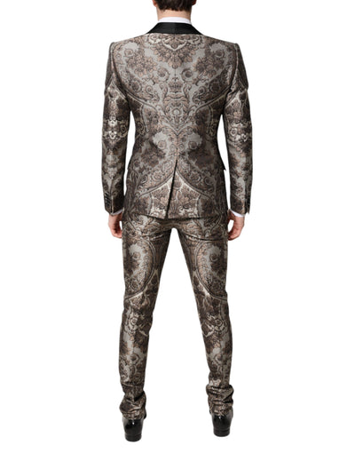 Dolce & Gabbana Multicolor Jacquard einreihiger 3 teiliger Anzug