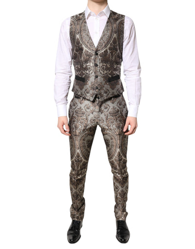 Dolce & Gabbana Multicolor Jacquard einreihiger 3 teiliger Anzug