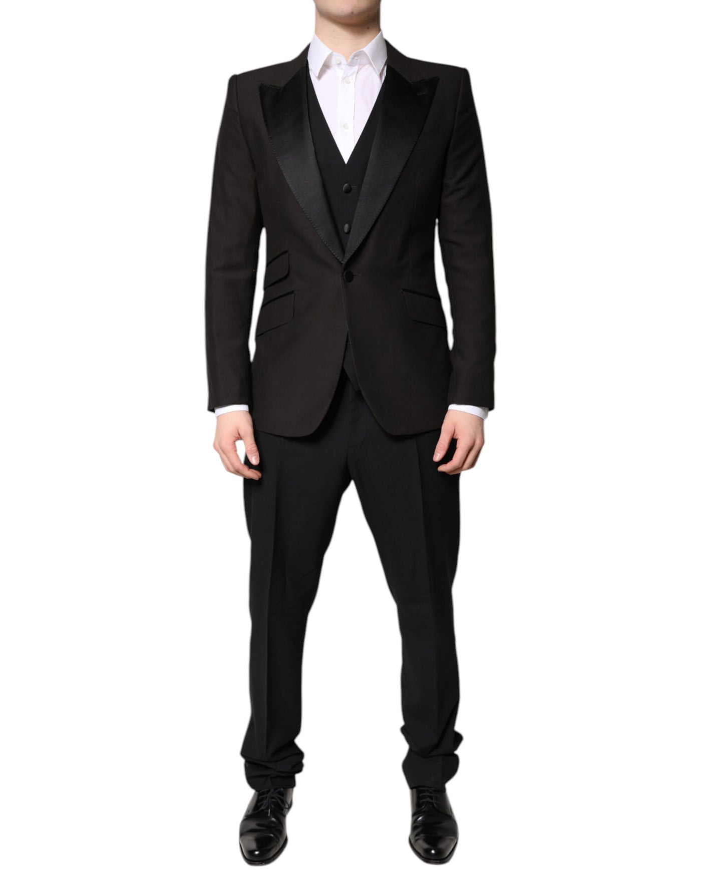 Dolce & Gabbana Schwarzer einreihiger formeller 3-teiliger Anzug