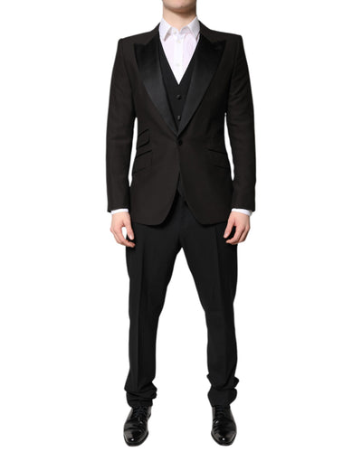 Dolce & Gabbana Schwarzer einreihiger formeller 3-teiliger Anzug