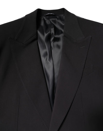 Dolce & Gabbana Schwarzer einreihiger 2-teiliger Anzug aus Baumwolle