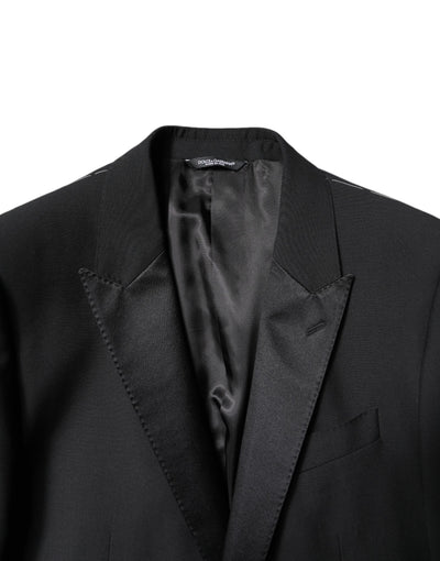 Dolce & Gabbana Schwarzer einreihiger 2-teiliger Anzug aus Wolle