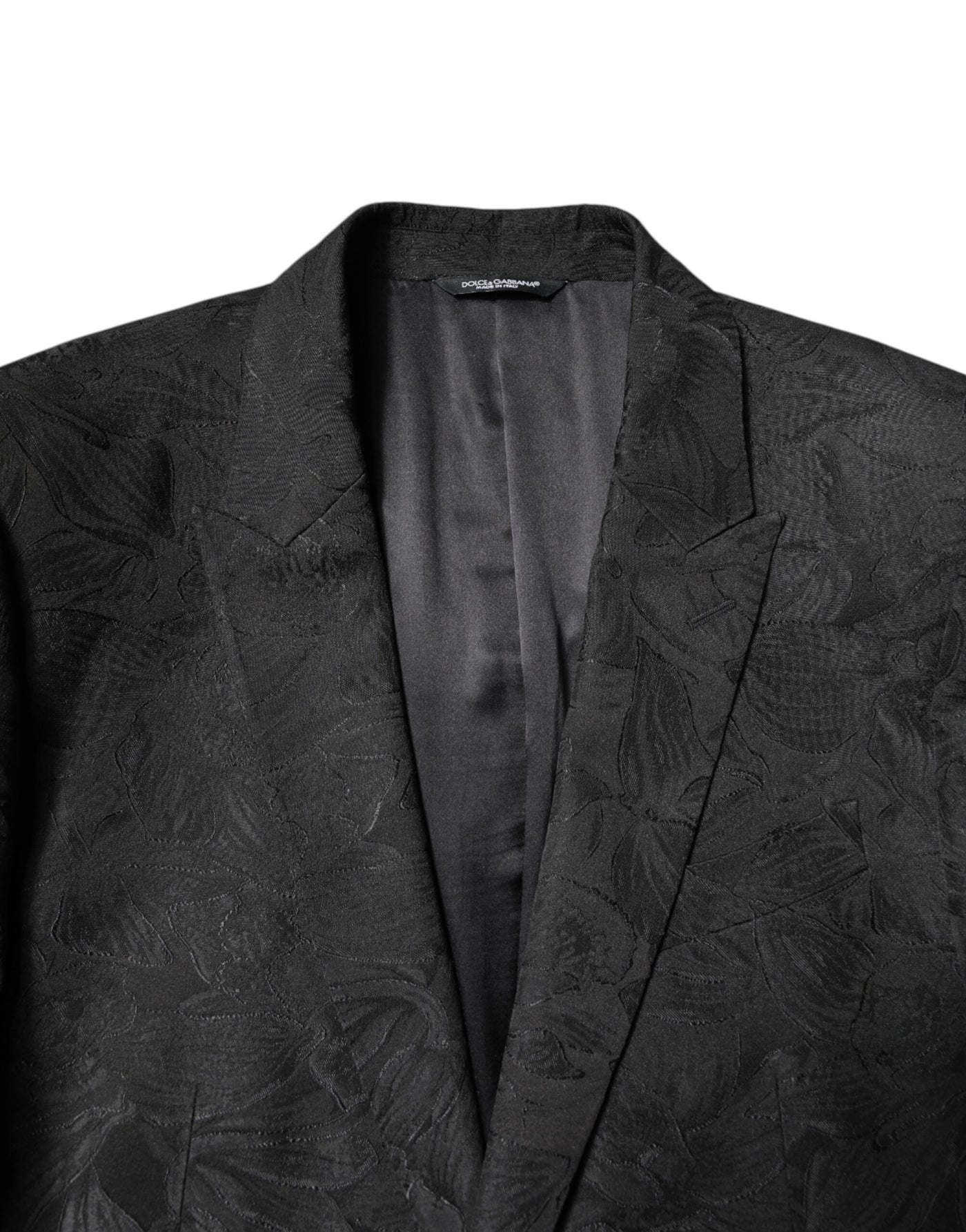 Dolce & Gabbana Schwarzer Polyester-Jacquard-Anzug mit Blumenmuster, 2 Teile