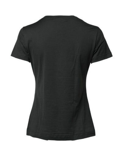 Dolce & Gabbana Schwarzes Baumwoll-T-Shirt mit Rundhalsausschnitt und kurzen Ärmeln