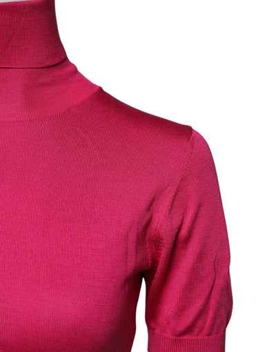 Dolce & Gabbana Rosa Seidenstrick-Rollkragenpullover