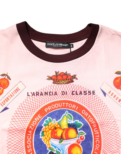 Dolce & Gabbana Rosa bedrucktes Baumwoll-Top mit kurzen Ärmeln