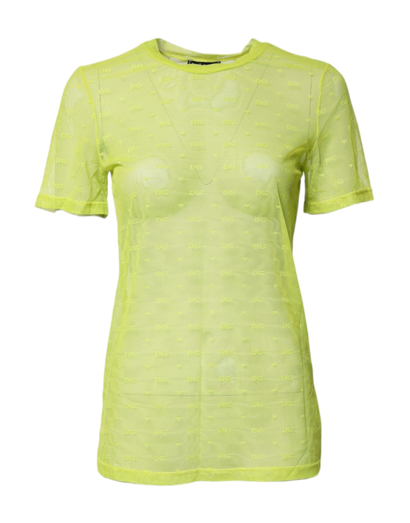 Dolce & Gabbana Grünes Nylon See Through Damen Kurzarm Top