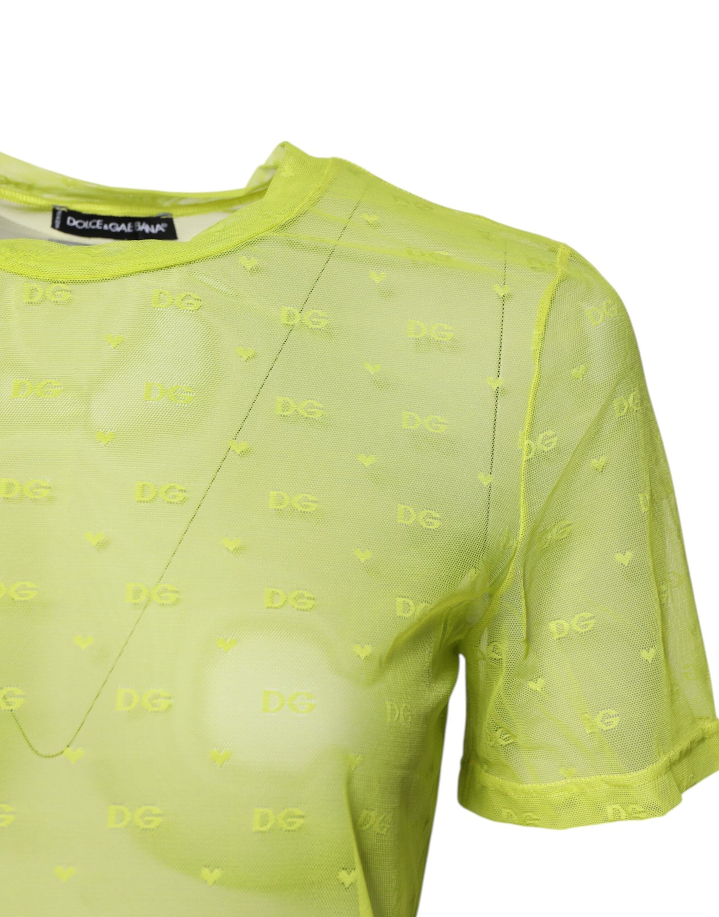 Dolce & Gabbana Grünes Nylon See Through Damen Kurzarm Top