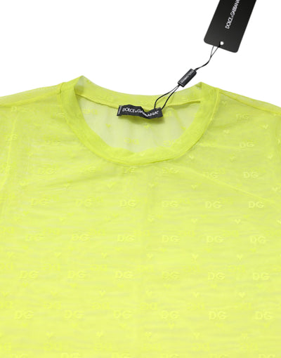 Dolce & Gabbana Grünes Nylon See Through Damen Kurzarm Top