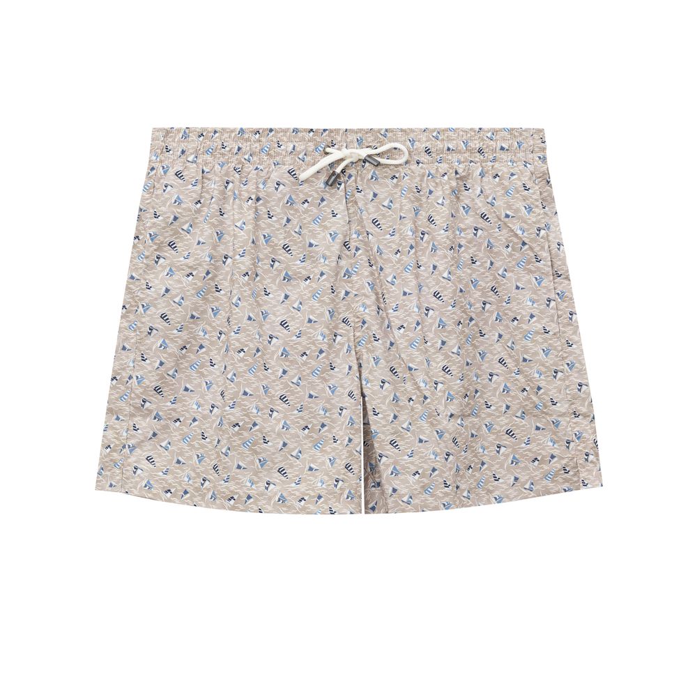 Canali Beigefarbene Polyester-Badeshorts
