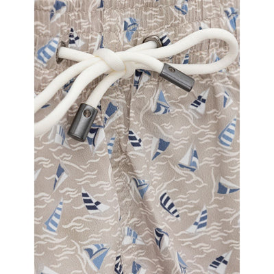 Canali Beigefarbene Polyester-Badeshorts