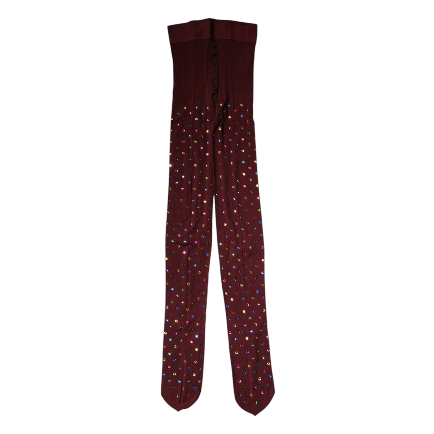 Dolce & Gabbana Kastanienbraune Nylon Strumpfhose mit Kristallverzierung