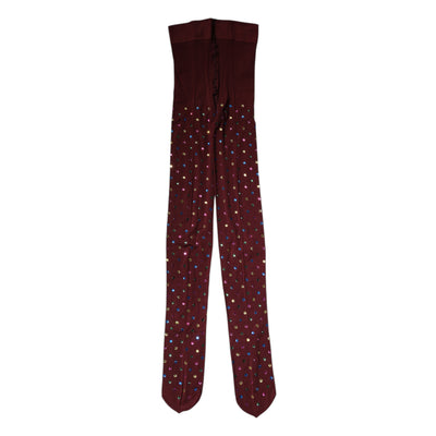 Dolce & Gabbana Kastanienbraune Nylon Strumpfhose mit Kristallverzierung