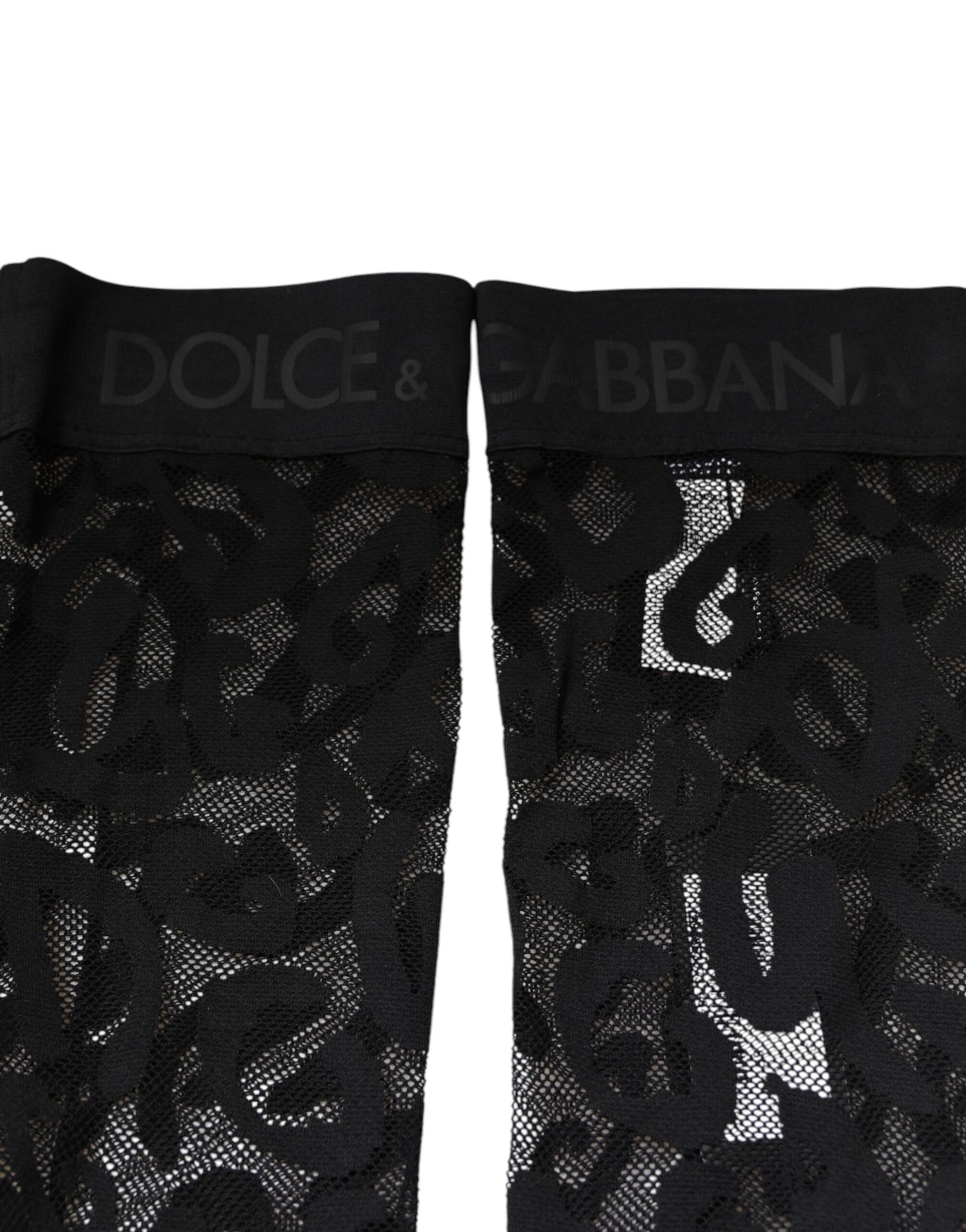 Dolce & Gabbana Schwarze florale Spitze Baumwoll-Stretchstrümpfe Socken