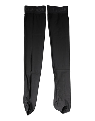 Dolce & Gabbana Schwarze Viskose-Stretchstrümpfe über der Wade Strümpfe