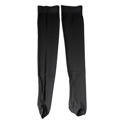 Dolce & Gabbana Schwarze Viskose-Stretchstrümpfe über der Wade Strümpfe