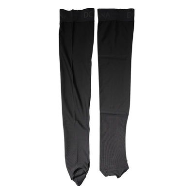 Dolce & Gabbana Schwarze Viskose-Stretchstrümpfe über der Wade Strümpfe