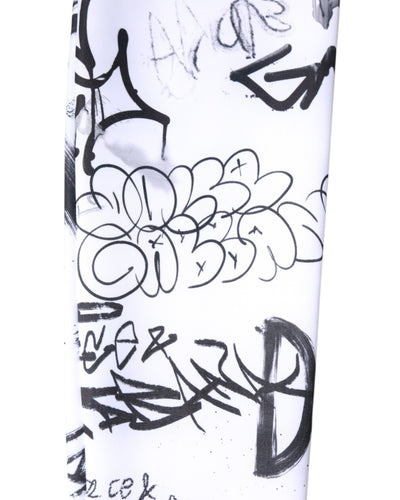 Dolce & Gabbana Weiße Graffiti-Baumwollstrümpfe über der Wade Socken