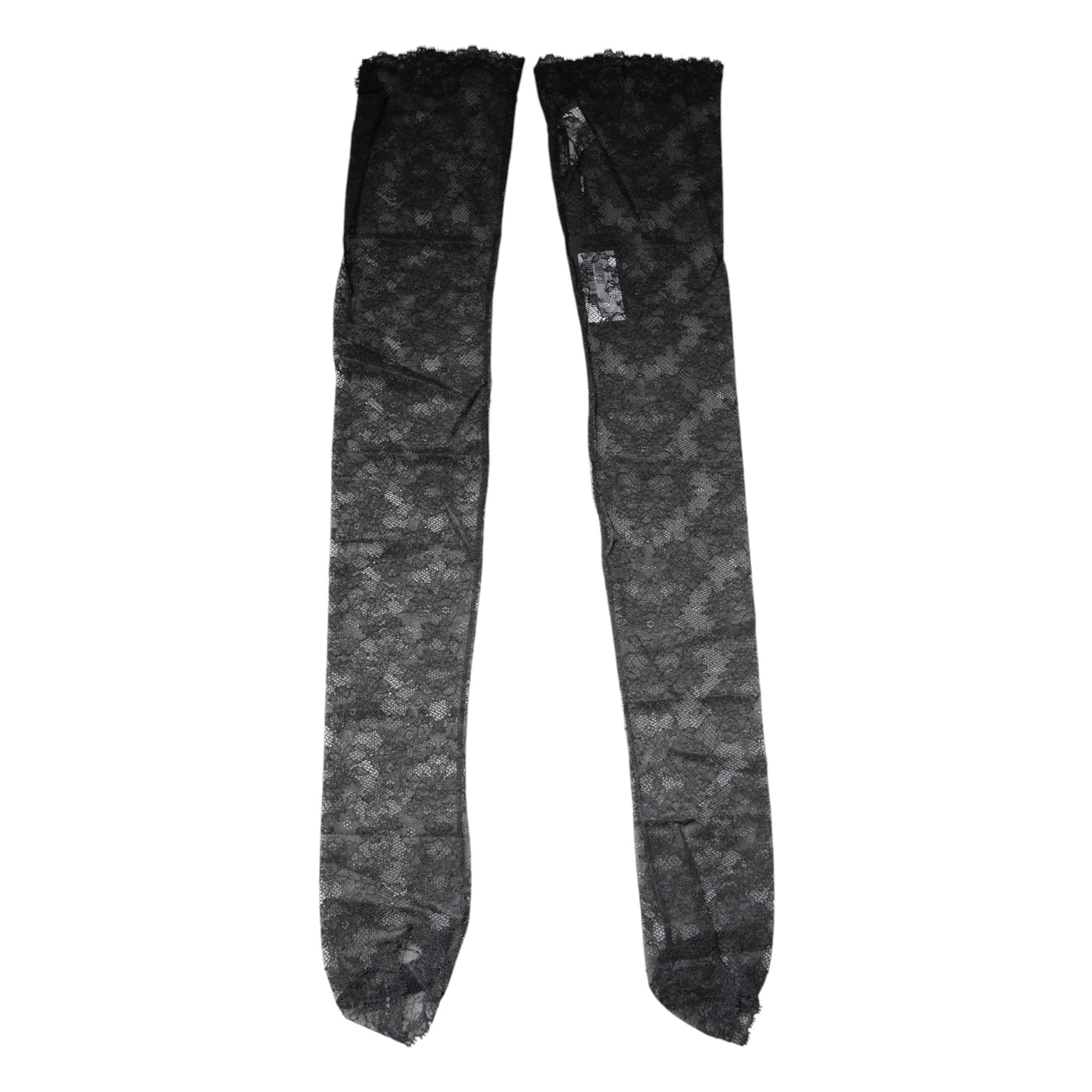 Dolce & Gabbana Schwarze florale Spitze Baumwoll-Stretchstrümpfe Socken