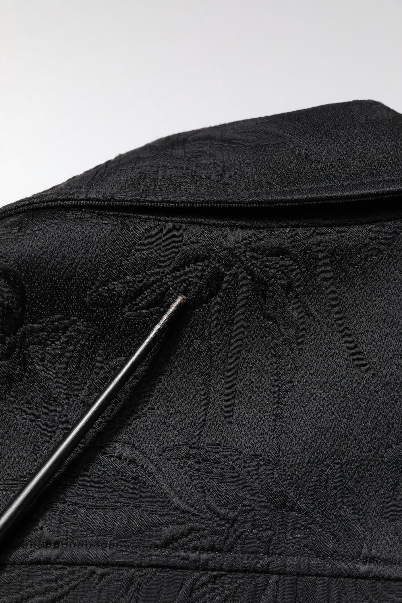 Dolce & Gabbana Schwarze Brokat-Baumwoll-Bikerjacke mit durchgehendem Reißverschluss