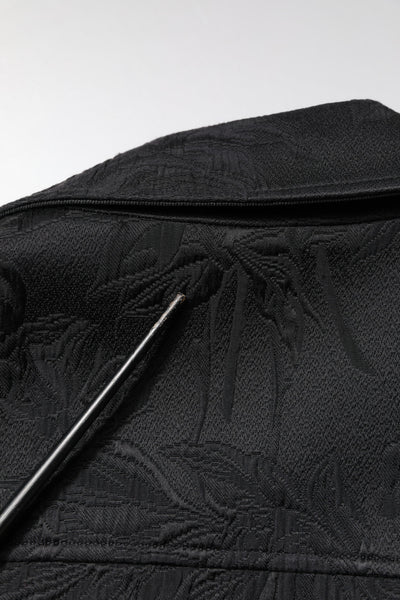 Dolce & Gabbana Schwarze Brokat-Baumwoll-Bikerjacke mit durchgehendem Reißverschluss
