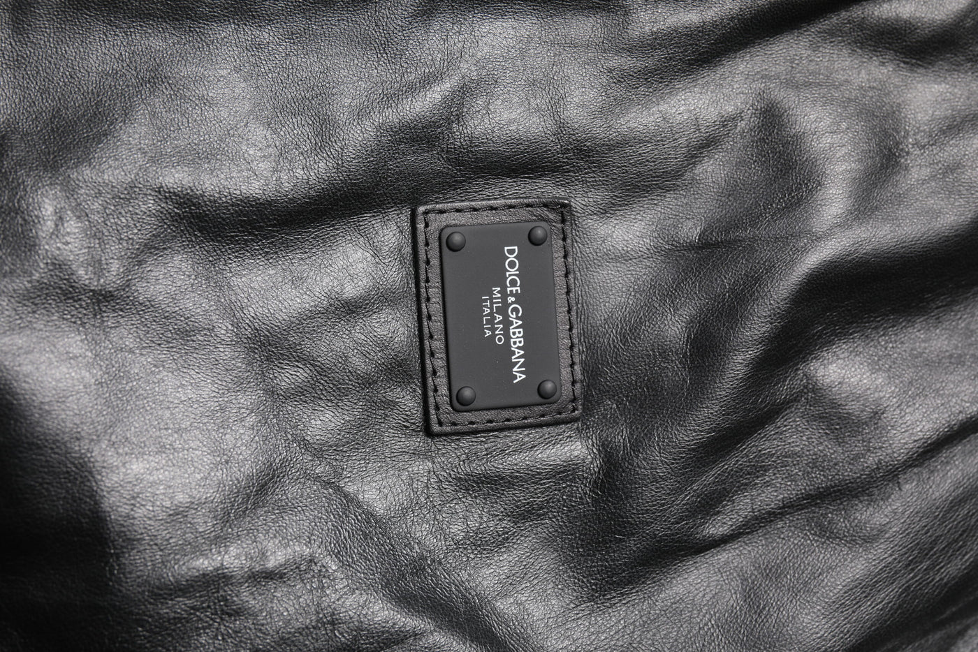 Dolce & Gabbana Schwarze Lammfell Leder Bikerjacke mit Reißverschluss
