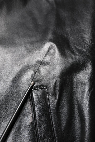 Dolce & Gabbana Schwarze Lammfell Leder Bikerjacke mit Reißverschluss