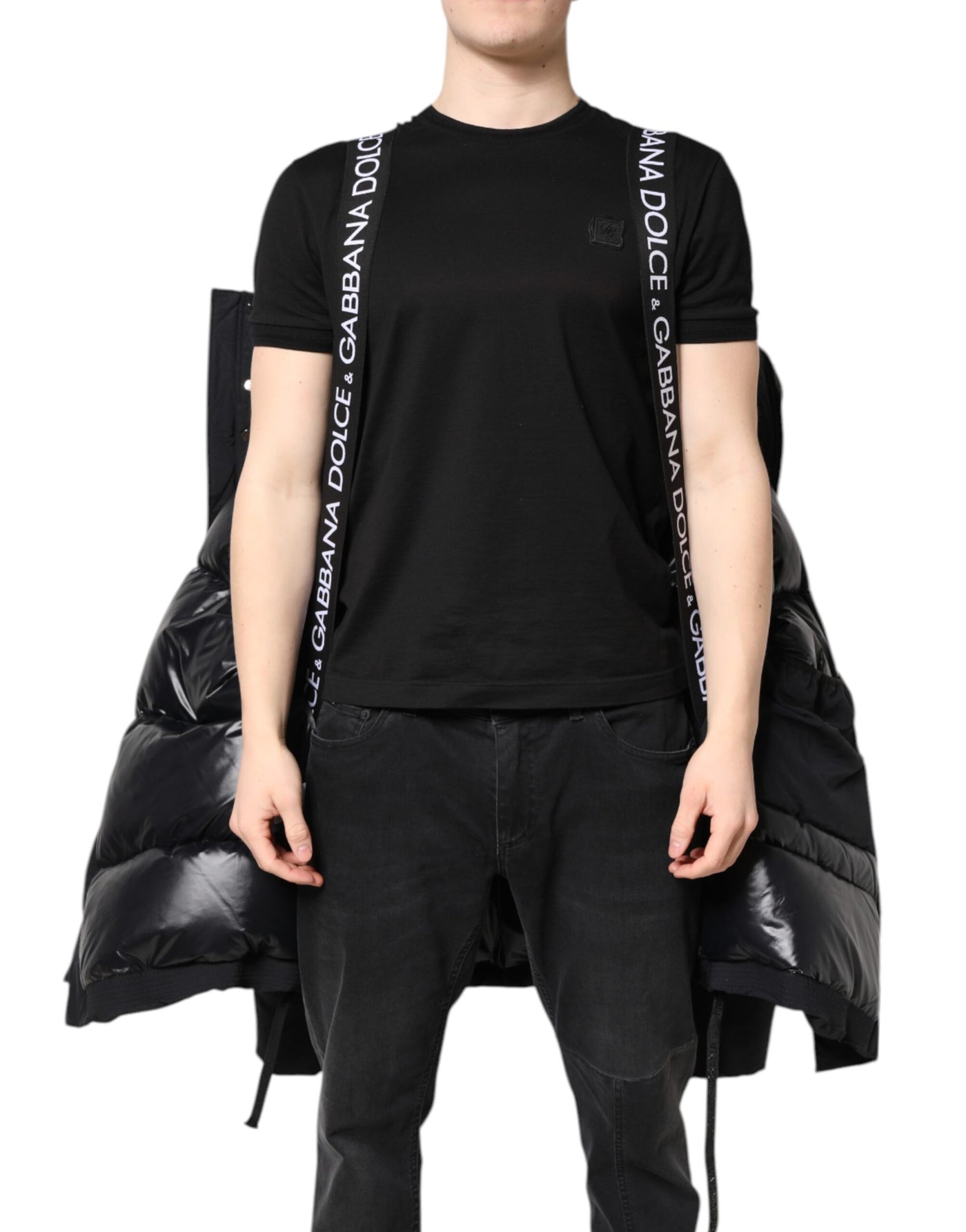 Dolce & Gabbana Schwarze Nylon-Parka-Jacke mit Kapuze und Reißverschluss
