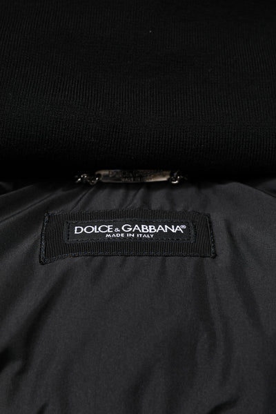 Dolce & Gabbana Blaue Logo-Steppjacke mit Kapuze und Reißverschluss