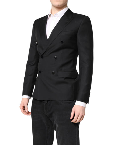 Dolce & Gabbana Schwarzer MARTINI Doppelreihiger Mantel Blazer