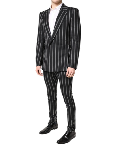 Dolce & Gabbana Schwarz gestreifter SICILIA Formal 2 Piece Anzug