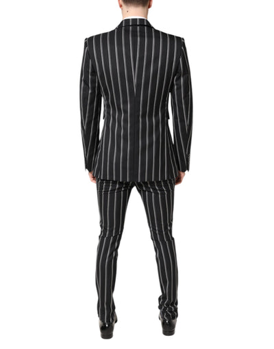 Dolce & Gabbana Schwarz gestreifter SICILIA Formal 2 Piece Anzug