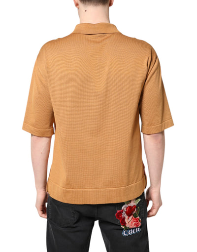 Dolce & Gabbana Braunes T-Shirt mit Blumenmuster und kurzen Ärmeln