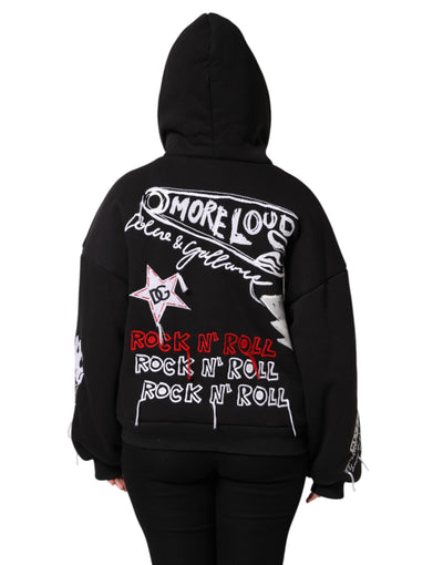 Dolce & Gabbana Schwarze bestickte Jacke mit Kapuze und Reißverschluss