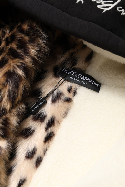 Dolce & Gabbana Schwarze bestickte Jacke mit Kapuze und Reißverschluss